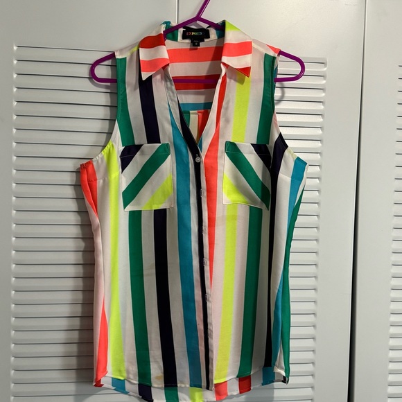 Express Tops - Express Sleeveless Portofino Blouse - Love Collection - S